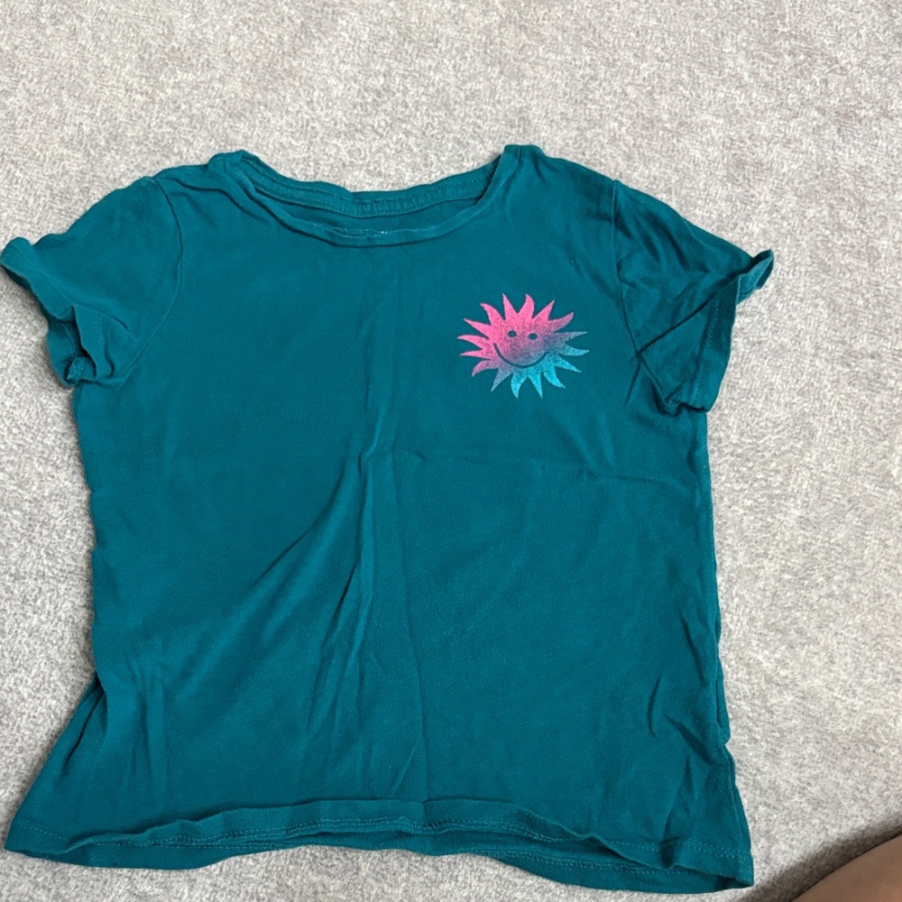 Old Navy Teal Kids Short Sleeve Tee with Pink and Blue Sun Design